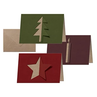 Afbeelding van SIGEL DS083 Set kerstkaarten &quot;Cut out style&quot;, A6 landschap, 10 kaarten, gemakkelijk te printen