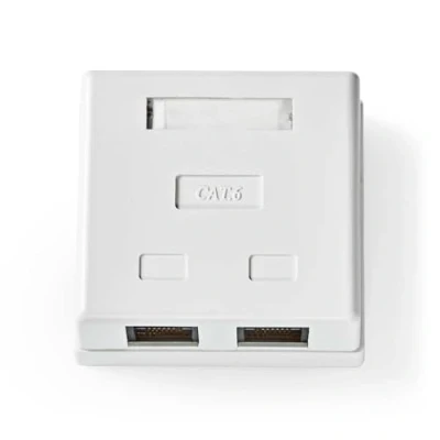 Afbeelding van Netwerk Wanddoos Opbouw 2 poort(en) UTP CAT6 Recht Female Goud Verguld PVC Wit Doo