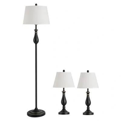 Afbeelding van HOMCOM Set van 3 lampen 1 vloerlamp (ø30 x 62 cm) + 2 tafellampen (ø38 158 B31 183