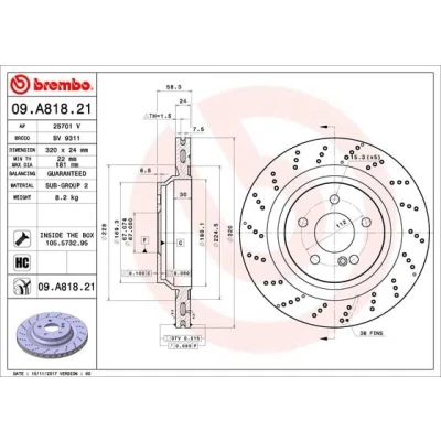 Afbeelding van Brembo Remschijf 09.A818.21