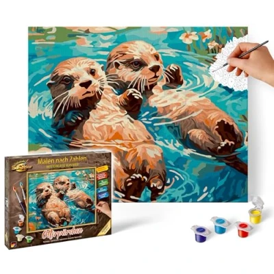 Afbeelding van Schipper 609240917 schilderen op nummer, otterparen, afbeeldingen voor volwassenen, inclusief penseel en acrylverf, 24 x 30 cm