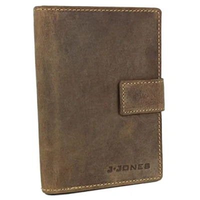 Afbeelding van Heren Portemonnee van echt leer, Paspoort en ID kaart cover, Wallet met RFID bescherming, Antiek bruin, Large