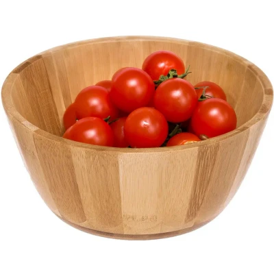 Afbeelding van 5Five Salade of voedsel serveer schaal bamboe hout lichtbruin D19 x H8 cm Serveerschalen