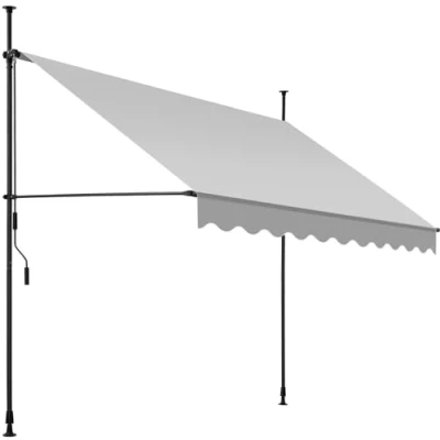 Afbeelding van tectake klemluifel Zonnescherm Zonneluifel Verstelbaar Klem zonwering Balkon 250 x 180 cm lichtgrijs 404961