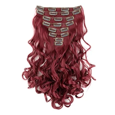 Afbeelding van CAISHA XXL 45cm 8 Delige Set CLIP IN EXTENSIONS Haarextensies Haarstukje Golvend Bordeaux CES10 1