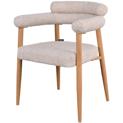 Afbeelding van DÉJA Living Eetkamerstoel Lidingö - Beige/Naturel Stof Set van 2