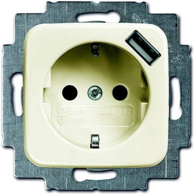 Afbeelding van Busch Jaeger 20 EUCBUSB 212 wandcontactdoos met usb poort SI creme