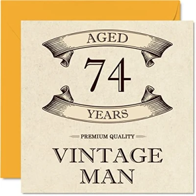 Afbeelding van Vintage 74e verjaardagskaarten voor mannen 74 jaar oud leuke verjaardagskaart opa vader echtgenoot oom broer opa, 145 mm x wenskaarten,