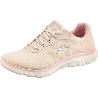 Afbeelding van Skechers Flex Appeal 4.0 Fresh Move Sneaker voor dames, Natuurlijke Mesh Roze Trim, 37 EU