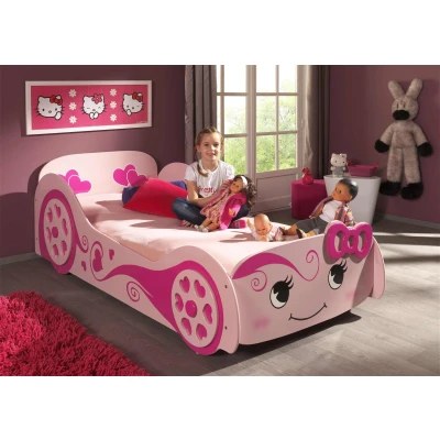 Afbeelding van LUCEVI Carbeds Love Bed + Matras Roze 90x200 cm
