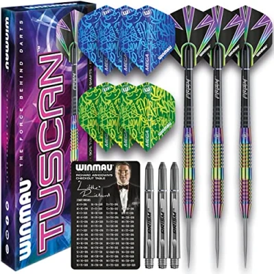 Afbeelding van WINMAU Tuscan 24 gram professionele stalen punt, wolfraam dartpijlen met vluchten en stelen (golven)