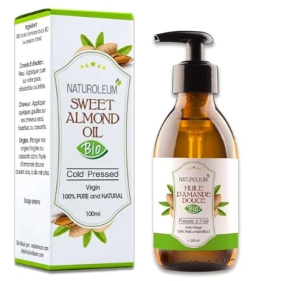 Afbeelding van Zoete amandelolie, 100% biologisch, zuiver en natuurlijk, koudgeperst, extra maagd, verzorging van het lichaam voor gezicht, veganistisch haar (amandel 200 ml)