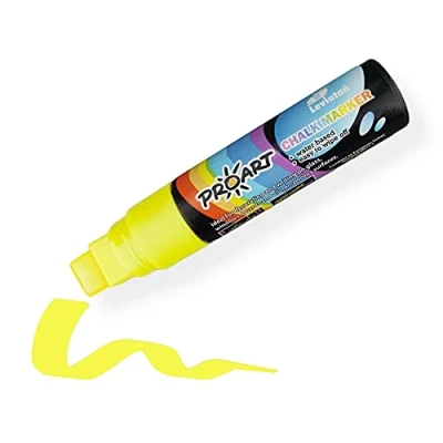 Afbeelding van LEVIATAN Krijtstiften voor schoolbord, afwasbaar, krijtstift, droog en vochtig krijtmarker, wigpunt 15 mm, geel