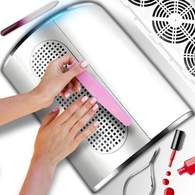 Afbeelding van Retoo Professionele nagelstofzuiger 40 W, voor acrylnagels, gelnagels, eelt verwijderen, krachtige nagelzuiger manicure en pedicure, persoonlijke nagelstudio, wit