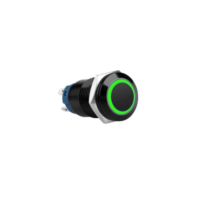 Afbeelding van Push schakelaar groene verlichting 19mm
