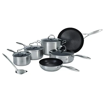 Afbeelding van Circulon SteelShield RVS Pan set van 6 Inductiekookplaat Geschikte potten en pannen Non Stick met metalen sleufdraaier inbegrepen blijf koele handgrepen, Premium kookgerei