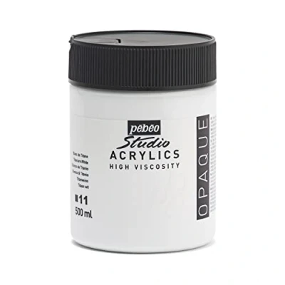 Afbeelding van Pébéo acryl Fine Studio witte acrylverf wit titanium 500 ml