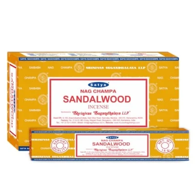 Afbeelding van Satya Nag Champa wierookstokjes van sandelhout, geel, 12 stuks