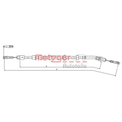 Afbeelding van METZGER 10.9512 Handremkabel Links achter 2025/1868mm Schijfremmen COFLE MERCEDES BENZ: ML Klasse (W163) 320 3.2, 230 2.3, 430 4.3