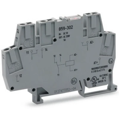 Afbeelding van WAGO 859 303 Relaisklem Nominale spanning: 12 V/DC Schakelstroom (max.): 5 A 1x wisselcontact 1 stuk(s)