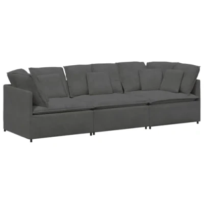 Afbeelding van vidaXL Modulaire bank met kussens corduroy stof donkergrijs
