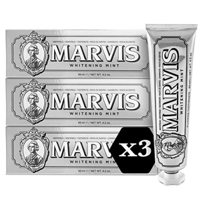 Afbeelding van Marvis whitening Mint Tandpasta, 3 x 85 ml, tandpasta bevordert een natuurlijke tandbleking, verwijdert en geeft langdurige frisheid
