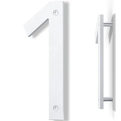 Afbeelding van Yafimea huisnummers wit modern, hoogte 20cm massief ABS plastic drijvend 3D effect anti vervaging corrosiebestendig (1)
