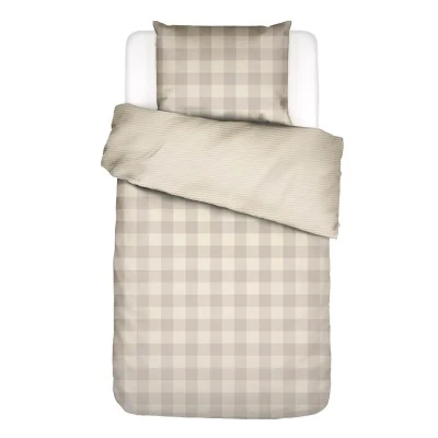 Afbeelding van ESSENZA Chess Dekbedovertrek Oatmeal Eenpersoons 140x200/220 cm