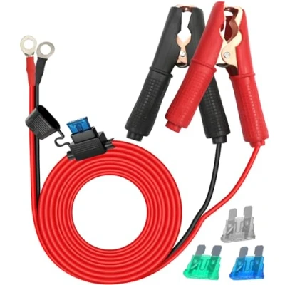 Afbeelding van HuaLiSiJi Krokodillenklem, 12 V, 24 met zekering, krokodillenklemmen, autoklem voor kabel, batterij, 30 A, 14 AWG, auto accu andere apparatuur (2 m)