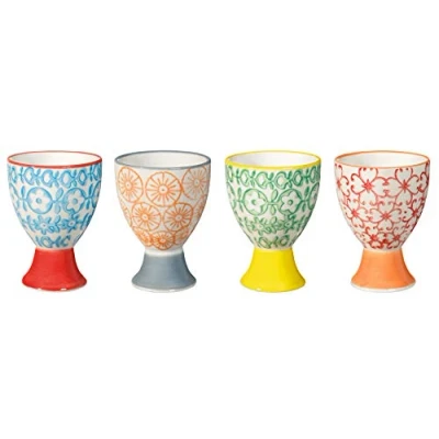 Afbeelding van Bloomingville Eierdopje Carla Express Retro Ø 5 x H 7 cm, rood blauw groen oranje, keramiek, set van 4