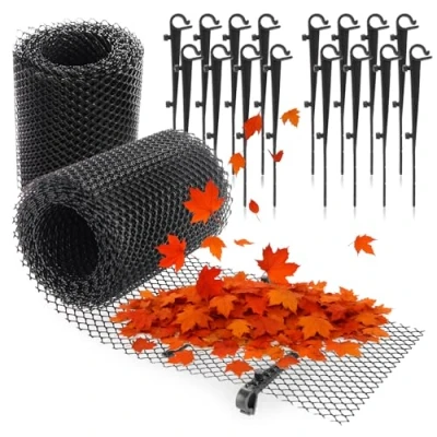 Afbeelding van COM FOUR® 2x dakgootbescherming set van 6 meter met clips, op maat te knippen en weerbestendig, dakgootbescherming, bladbescherming, bladvanger bevestigingsclips (2 stuks antraciet)
