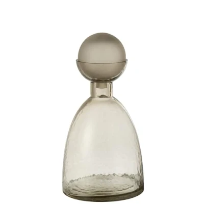 Afbeelding van J Line vaas fles + dop Yara glas greige medium