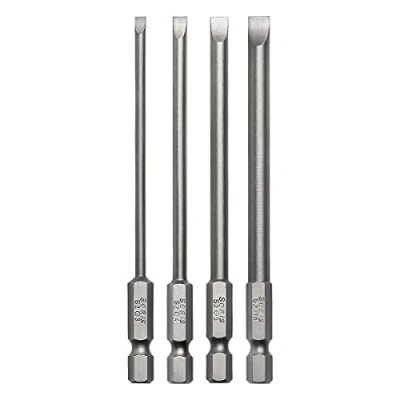 Afbeelding van 4 stks 100mm Platte Hoofd Slotted Tip Schroevendraaiers Bits Set Magnetische 3mm 4mm 5mm 6mm 1/4 Inch Hex Schacht