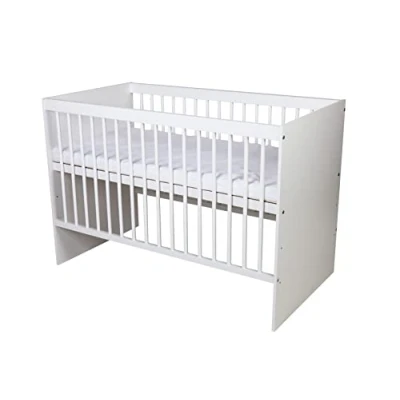 Afbeelding van KMbaby Ledikant Tany Wit 120 x 60 cm met lattenbodem 3 niveaus in hoogte verstelbaar Gelakt grenenhout
