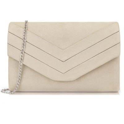Afbeelding van Milisente Dames Clutch Suède Handtas Envelop Crossbody Schoudertas Avondtas (Beige 1)