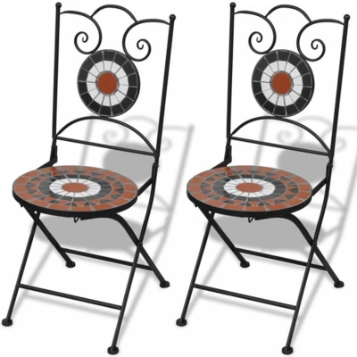 Afbeelding van Bistrostoelen inklapbaar 2 st keramiek terracottakleurig en wit
