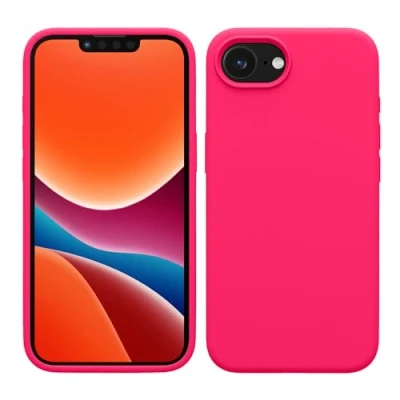 Afbeelding van kwmobile telefoonhoesje geschikt voor Apple iPhone SE 2025 / 4 4. Generation Hoesje met siliconen coating Smartphone case in neon roze