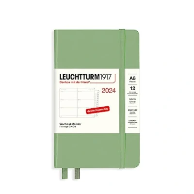 Afbeelding van LEUCHTTURM1917 367633 Weekkalender Pocket (A6) 2024, met extra schrift voor adressen en verjaardagen, salie, Duits, 12 maanden