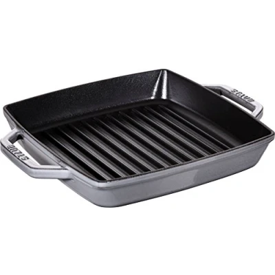 Afbeelding van Staub 40511 729 0 Grillpfanne mit zwei Griffen, quadratisch, 23 cm, Gusseisen, graphitgrau, 32 x 30 4,5 cm