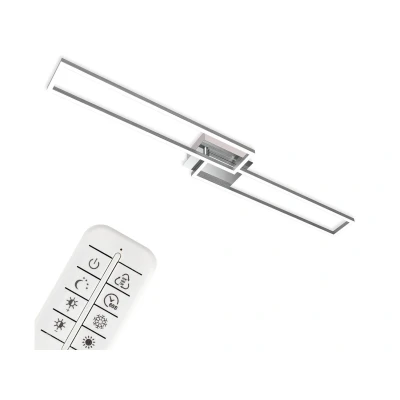 Afbeelding van Briloner Leuchten LED plafondlamp, plafondlamp dimbaar, incl. afstandsbediening, kleurtemperatuurregeling, nachtlichtfunctie en timer, chroom aluminium, 1100 x 248 78 mm (LxBxH)