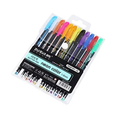 Afbeelding van Gelpennen Glitter Set Markeerstift Pen Gekleurde Metallic Pennen voor Kinderen Volwassenen School Kleurboeken, Doodling, Tekenen, Schilderen (12 Kleuren Gemengd)