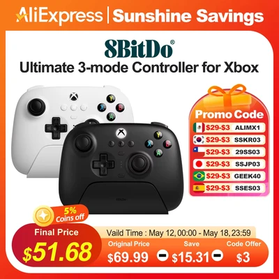 Afbeelding van 8Bitdo Ultimate 3 Mode Controller, Hall Effect Joysticks, Pro Back Buttons, Wired Only for Xbox Series XS &amp; One, Compatibility with Apple, Windows Android, Officially Licensed (Jade)