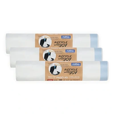 Afbeelding van Rotho Paso Afvalzakken set 3 rollen van 15 voor 40l, Kunststof (PP gerecycleerd), wit, x Stück (40.0 30.0 16.6 cm)