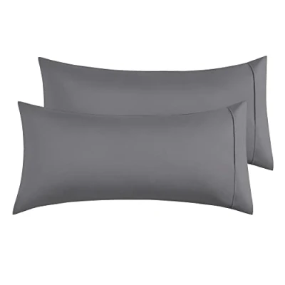 Afbeelding van Kussenslopen Voor Tweepersoonsbed 50x90 cm, Set van 2 Microvezel met Envelopsluiting Donkergrijs