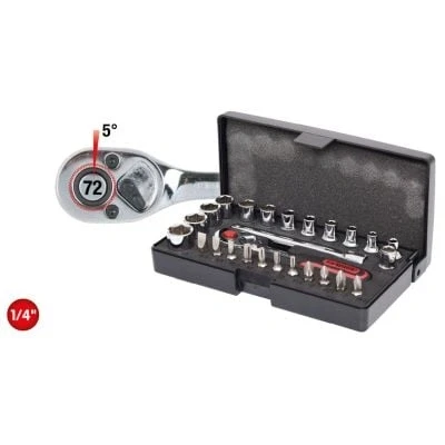 Afbeelding van KS Tools CHROMEplus Ratelsleutel . doppen en bitset 26 dlg 918.0626