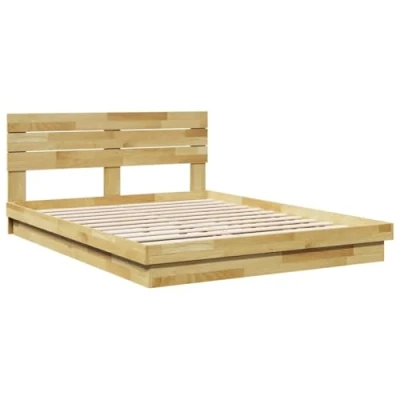 Afbeelding van vidaXL Bedframe hoofdeinde zonder matras 150x200 cm massief hout eiken