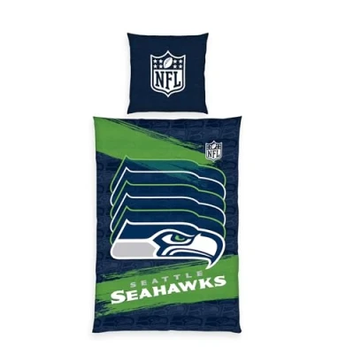 Afbeelding van Seahawks NFL Beddengoed, kussensloop ca. 80 x cm, dekbedovertrek 135 200 met merkritssluiting, 100% katoen/renforcé