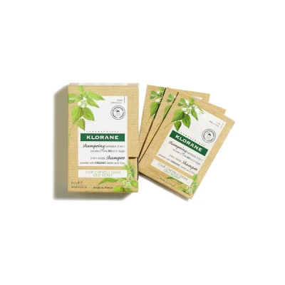 Afbeelding van Klorane Shampoo 2in1 Poedermasker met Biologische Brandnetel en Klei 8 Zakjes