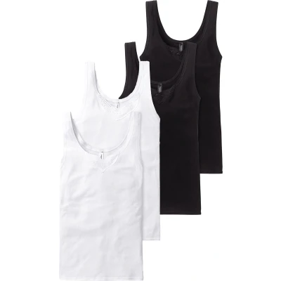 Afbeelding van Schiesser 4 PACK Essentials Hemd, Dames, Maat: 36, Schwarz weiss