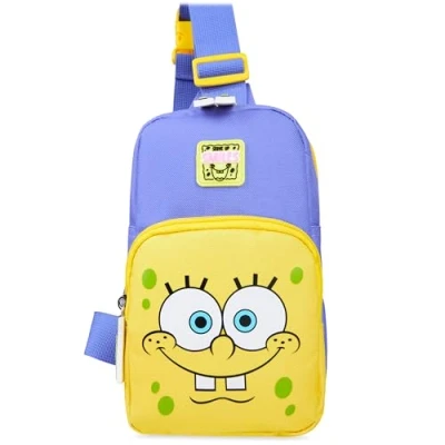 Afbeelding van SPONGEBOB SQUAREPANTS Crossbody Tas Meisjes Tieners Borst Sling Bag Reizen Vakantie, Blauw/Geel, Eén maat